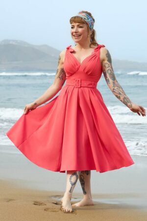 Leoni Swing Kleid in Korallenrosa