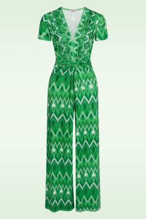 Livia Aztec Print Jumpsuit in Grün.