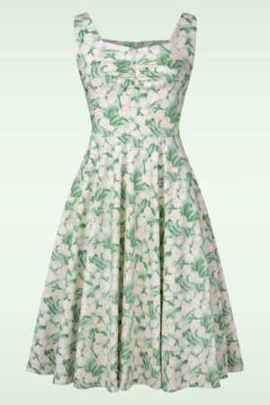 Lucy Blumen Swing Kleid in Mintgrün.