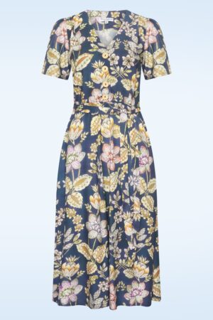 Magnolia Flower Kleid in Lily Havanna
