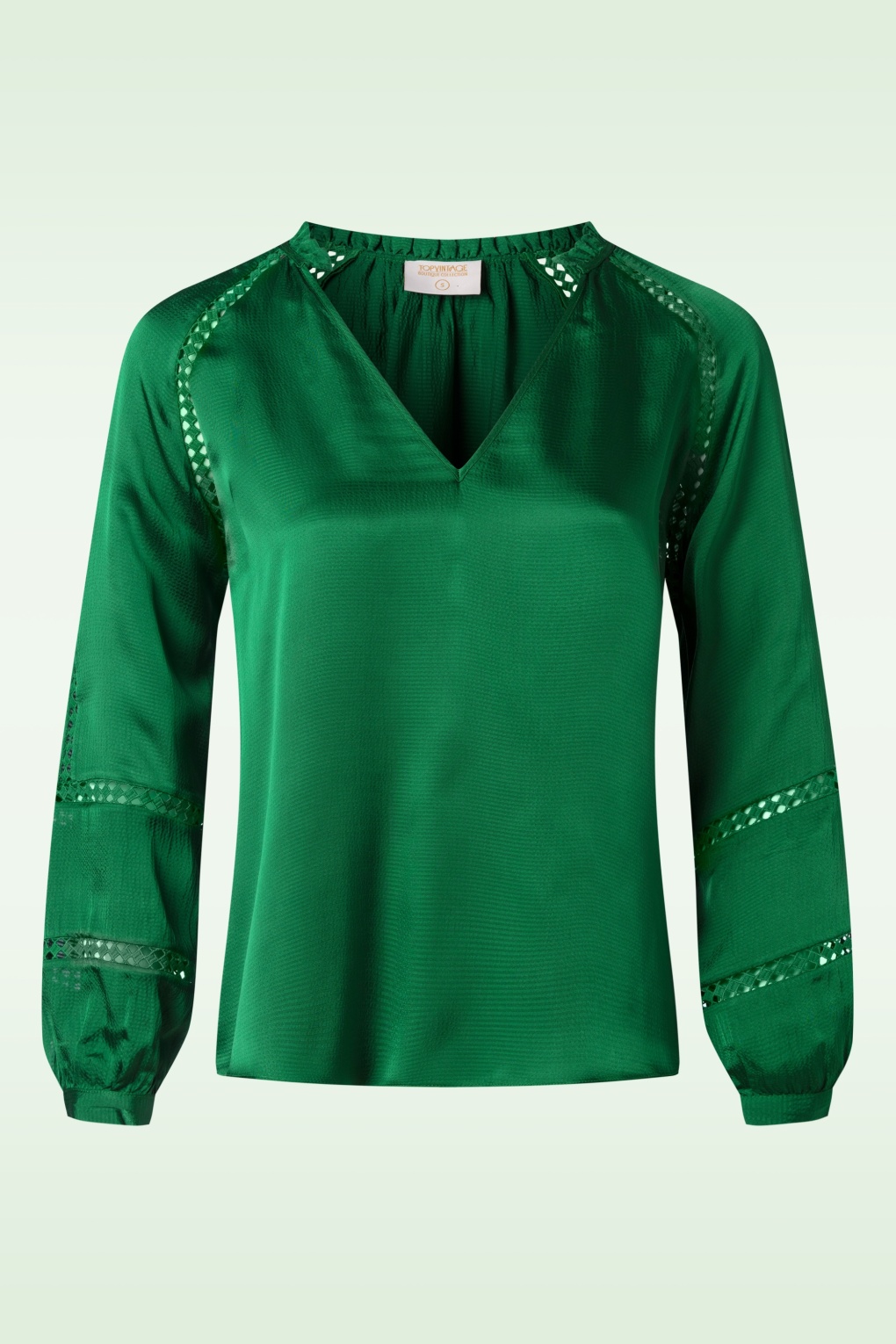 Melissa Satin Look Bluse in Smaragdgrün