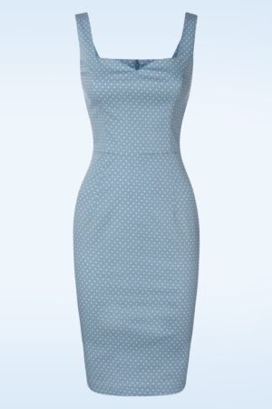 Michaella Polka Dot Bleistiftkleid in Blau