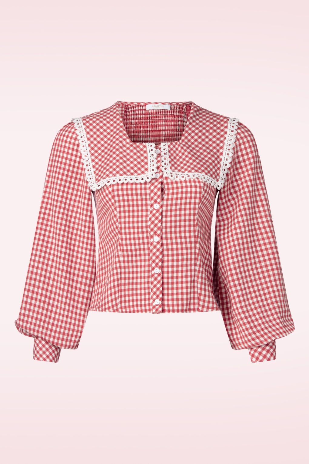 Picnic Puff Collar Bluse in Rot-Weiß