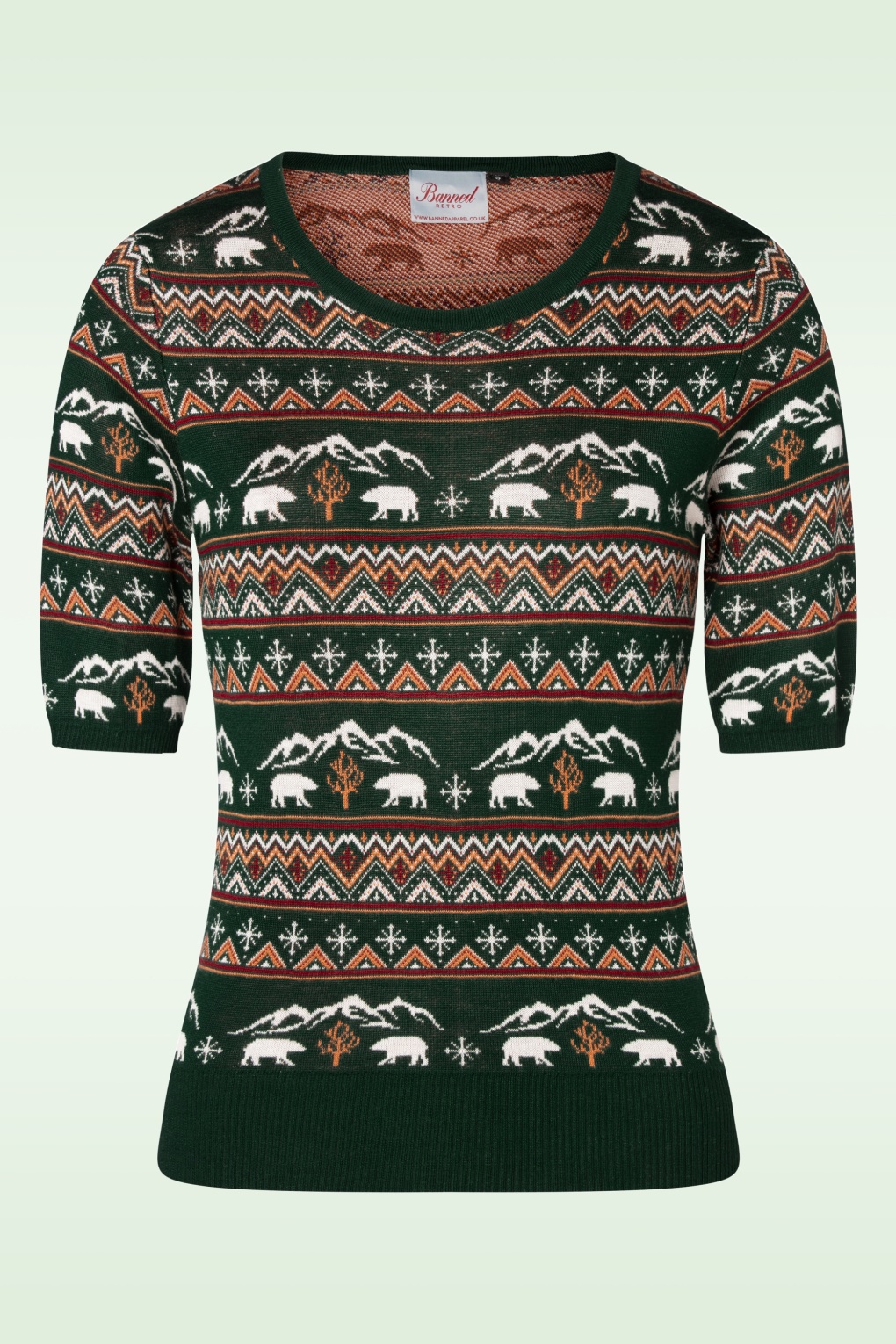 Pullover mit Weihnachtsbären in Grün