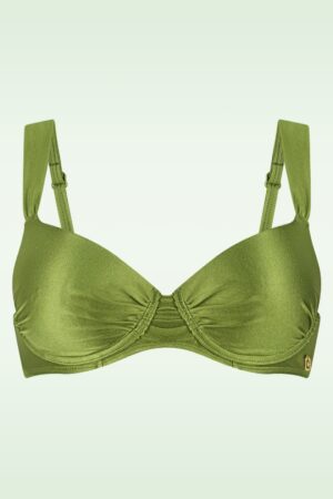 Push Up Bikinioberteil in glänzendem Kiwigrün