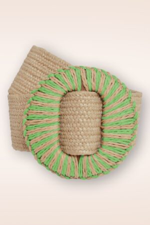 Raffia Gürtel in Sand und Grün
