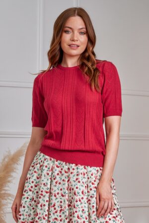 Ruby Hearts Pullover in Rot