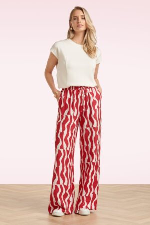 Summer Sangria Weite Hose in Rot und Weiß
