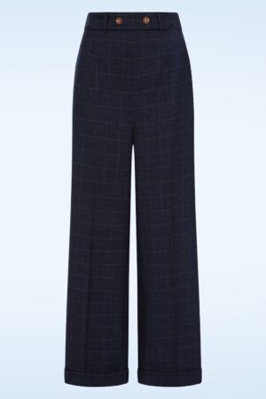 Tailored Check Dream Hose in Marineblau