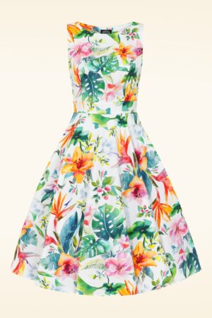 Talia Flower Swing Kleid in Weiß