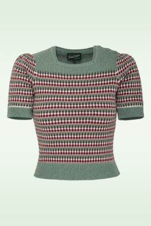 The Technicolor Baumwoll-Strickoberteil in Graugrün/mehrfarbig