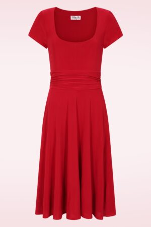 Topvintage exclusive ~ Darla Slinky Swing Dress in Red