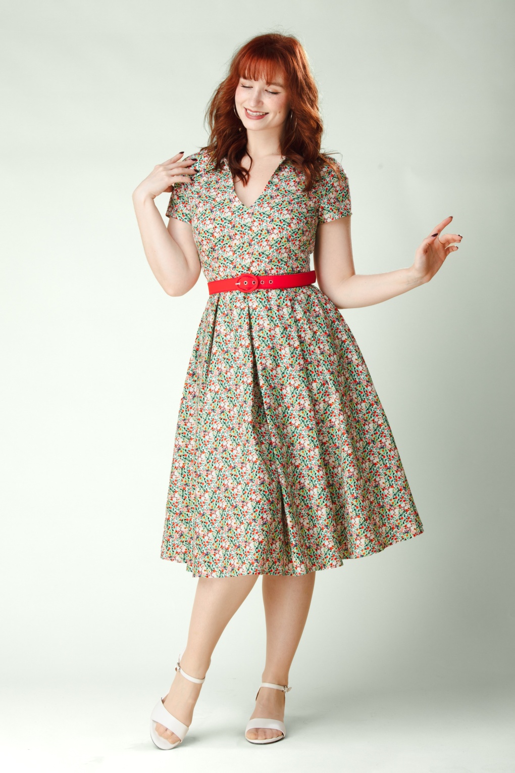 Topvintage exclusive ~ Leona Bloom Baumwoll-Swing-Kleid in Multi