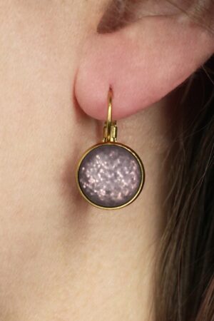 Vergoldete Punkt Ohrringe in Glitzer-Mauve