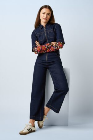 Zip Onyx Jumpsuit in Deep Blue Denim