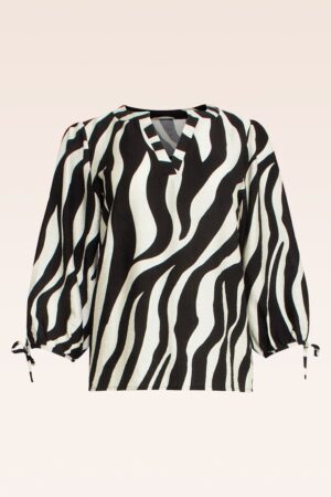 Zoë Zebra Bluse in Off White und Schwarz