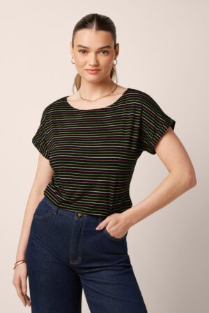 Aria Menchini Gestreiftes Oberteil in Schwarz