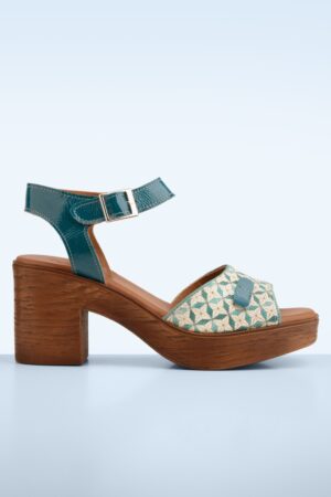 Attica Leder-Plateausandalen in Blau