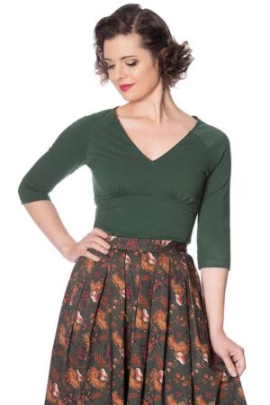 Banned Shirttop Cute Classic Grün Retro Vintage Oberteil Rockabilly