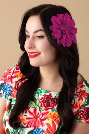 Blumen Haarspange & Brosche in Fuchsia Rosa