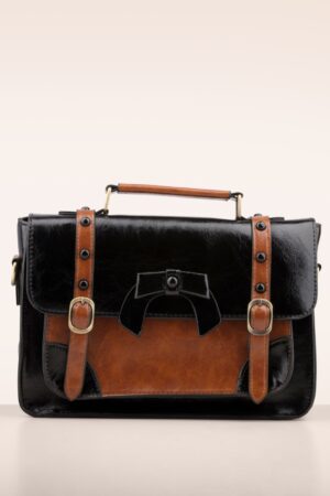Buckled and Bowed Messenger-Bag in Schwarz