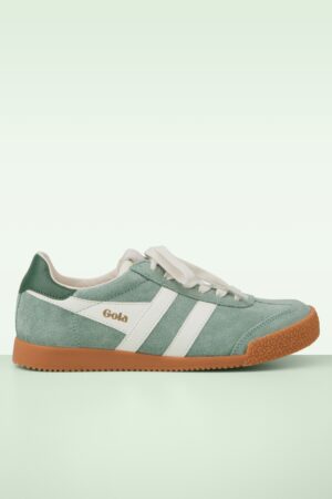 Elan Suede Sneaker in Salbeigrün und Off WHite
