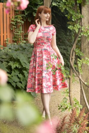 Exklusiv bei Topvintage ~ Adriana Floral Swingkleid in Pink