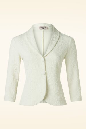 Exklusiv bei Topvintage ~ Beatrice Jacquard Blazer in Creme