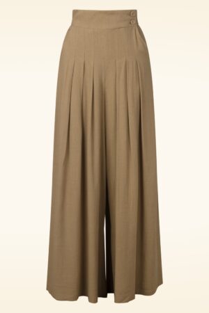 Exklusiv bei Topvintage ~ Harper Leinen-Palazzohose in Wüstenbraun