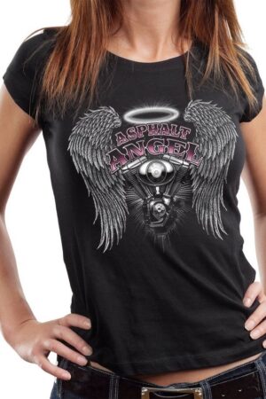 GASOLINE BANDIT® T-Shirt Damen Lady Biker-Shirt: Asphalt Angel