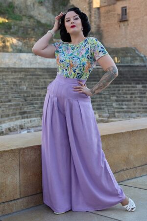 Harper Violette Leinen-Palazzohose in Lila