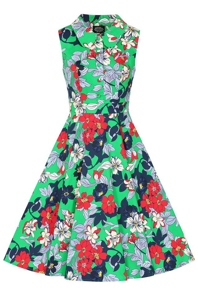 Hearts & Roses London A-Linien-Kleid Emerald Botanica Floral Vintage Retro 50er
