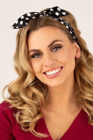 Pin-Up Haarschal mit schwarzen Polkadots
