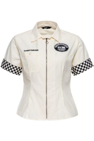 QueenKerosin Kurzarmbluse Super Modified mit Reißverschluss