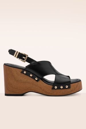 The Seventies Rebel Keilabsatz-Clogs in Schwarz