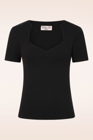 Topvintage exclusive ~ Aurora Diamond Neck Top in Black