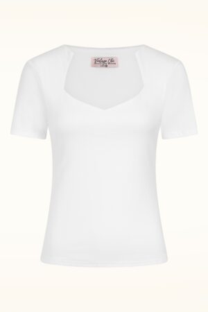 Topvintage exclusive ~ Aurora Diamond Neck Top in White