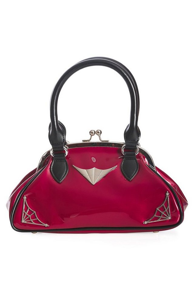 Banned Handtasche Night Lovers Burgunder, Vintage Lack Tasche mit Schultergurt