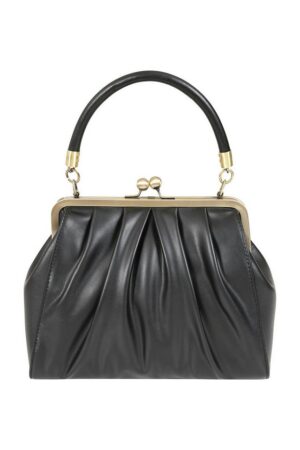 Banned Handtasche Scarlett Frame Schwarz, Rockabilly Vintage Henkeltasche