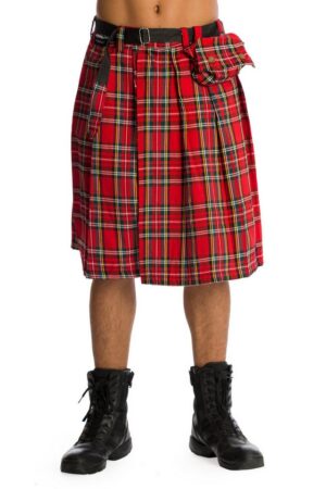 Banned Shorts Classic Tartan Kilt Sporran Kariert Karo Rot Schottenrock