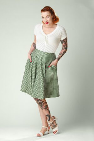Exklusiv bei Topvintage ~ Betty Vichy-Karo-Swingrock in Grün-Weiß