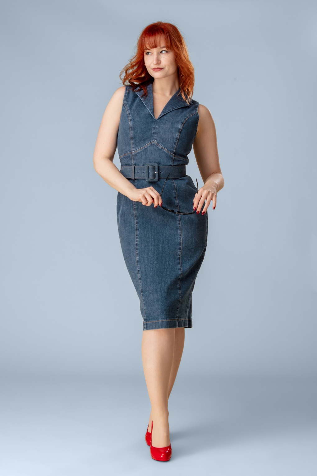Exklusiv bei Topvintage ~ Dianne Bleistiftkleid in Mittelblau
