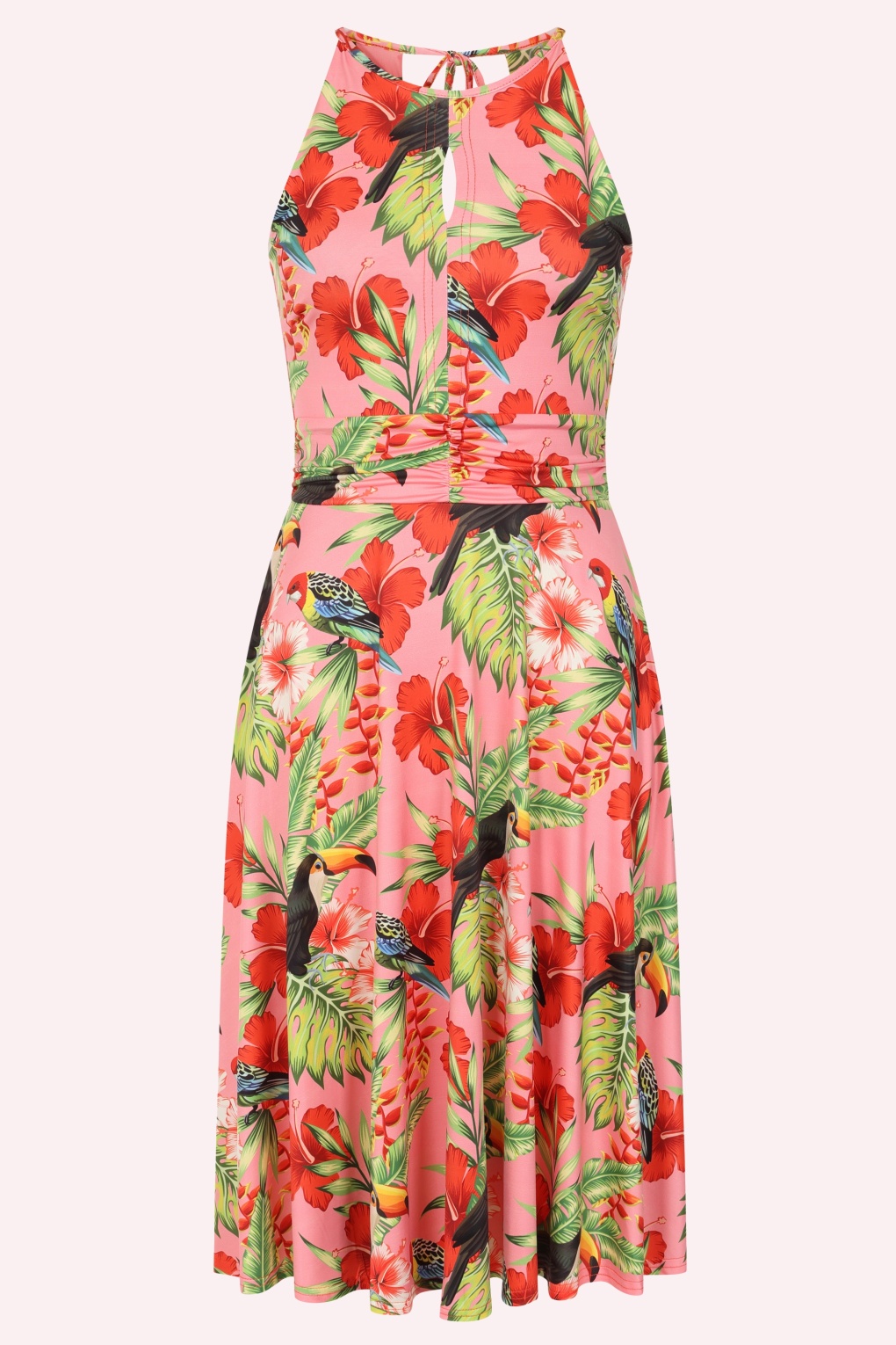 Exklusiv bei Topvintage ~ Exotic Bloom Swingkleid in Rosa/mehrfarbig