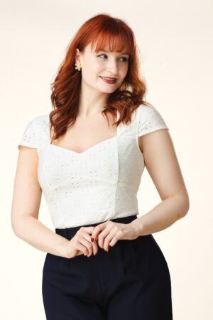 Exklusiv bei Topvintage ~ Giulia Broderie Anglaise Oberteil in Weiß