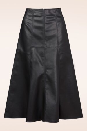 Exklusiv bei Topvintage ~ Lara Midi-Kunstlederrock in Schwarz