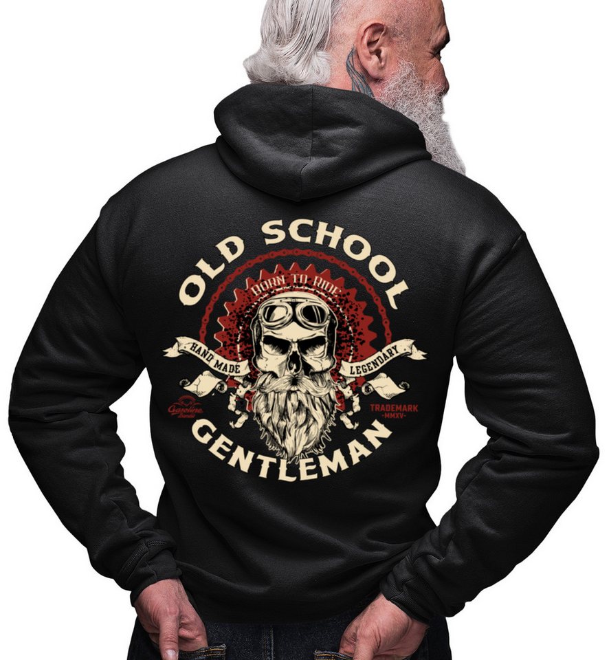 GASOLINE BANDIT® Kapuzensweatjacke für Motorradfahrer und Oldtimer Fans: Old School Gentleman