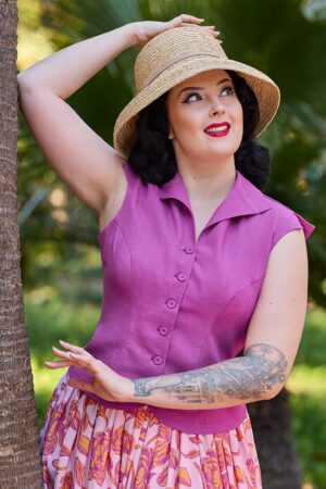 Kelia Mai Leinenbluse in Fuchsia