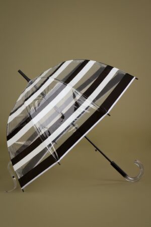 Rayures Transparent Dome Schirm in Schwarz und Weiß