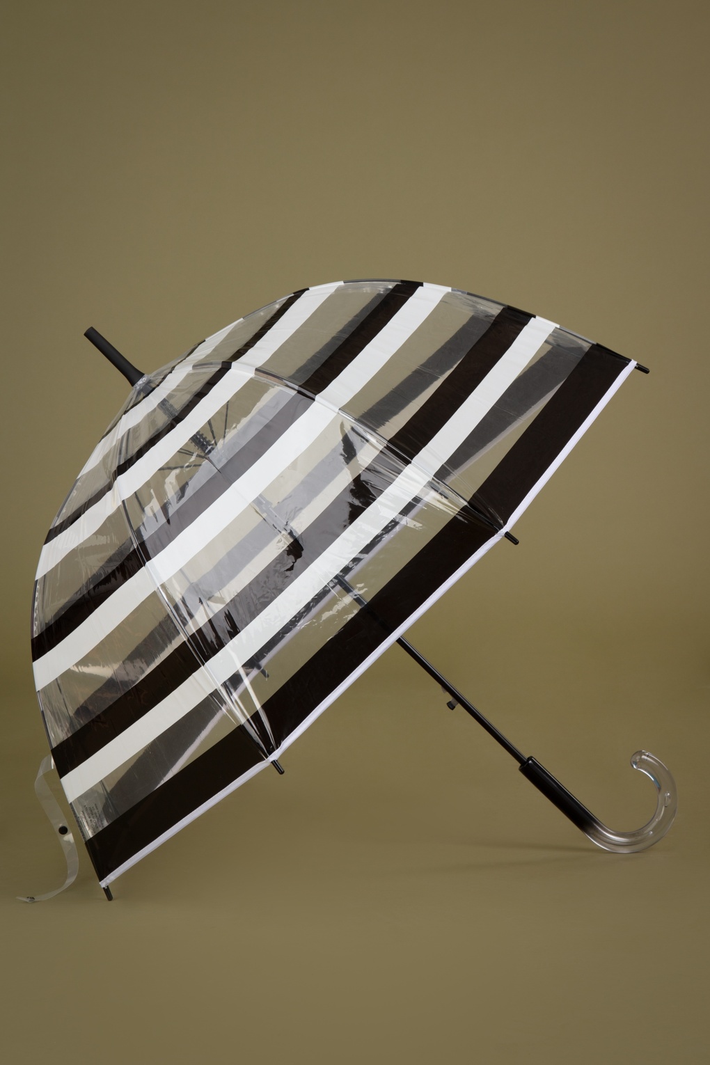 Rayures Transparent Dome Schirm in Schwarz und Weiß