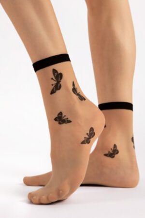 Summer Butterfly Socken in Puder und Schwarz
